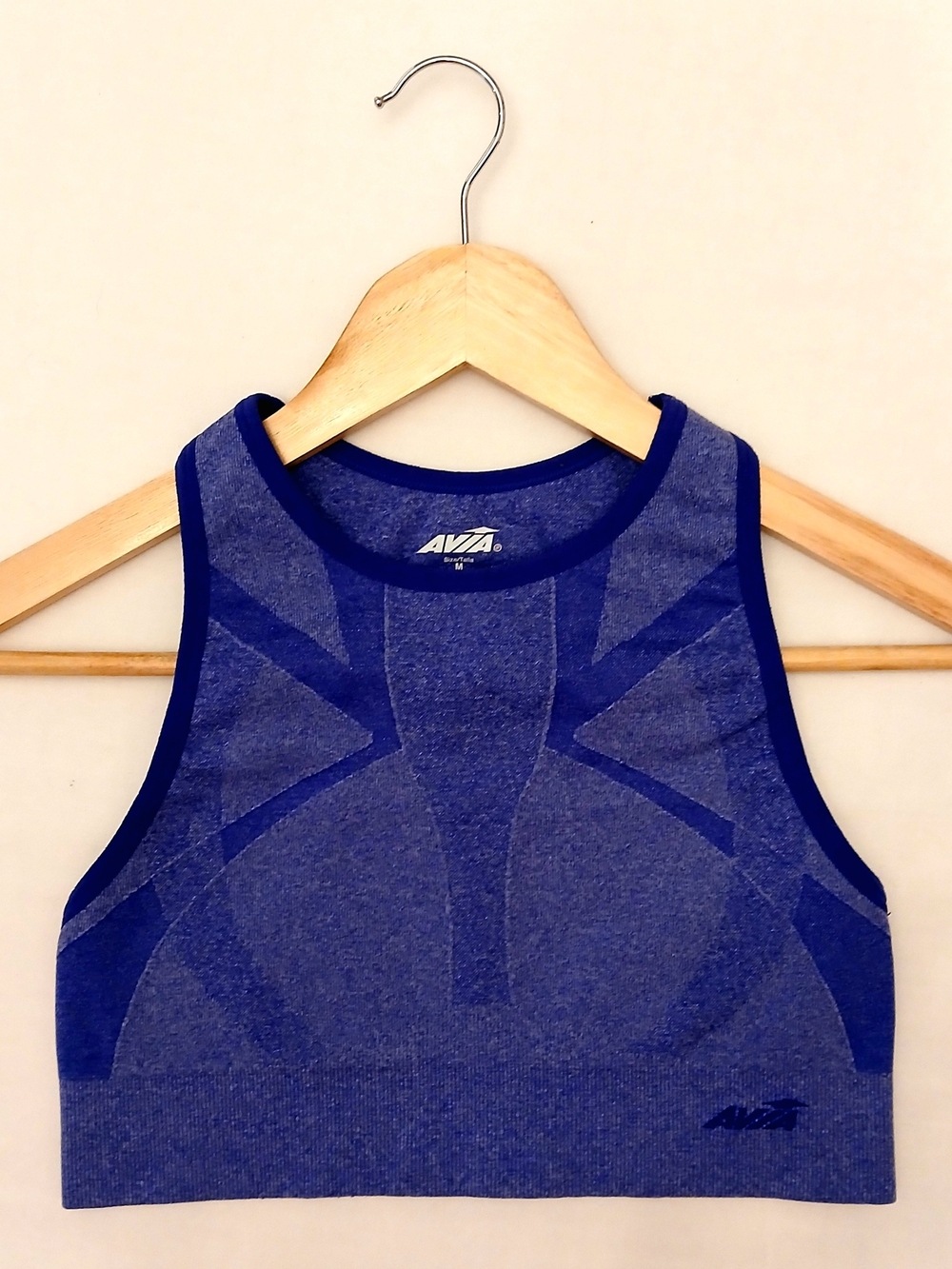 Avia Women’s Size M Blue Seamless High Neck Medium Impact Sports Bra Crop Top